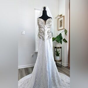 Pantora Bridal Mermaid Wedding Dress - White, Beaded, Size 16/18 (Adjustable)
